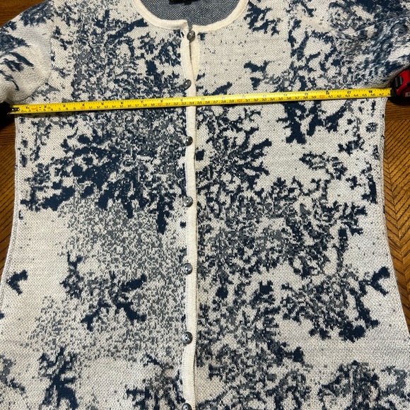 Intiwara Baby Alpaca Blue & Ivory Button down cardigan - Picture 11 of 12